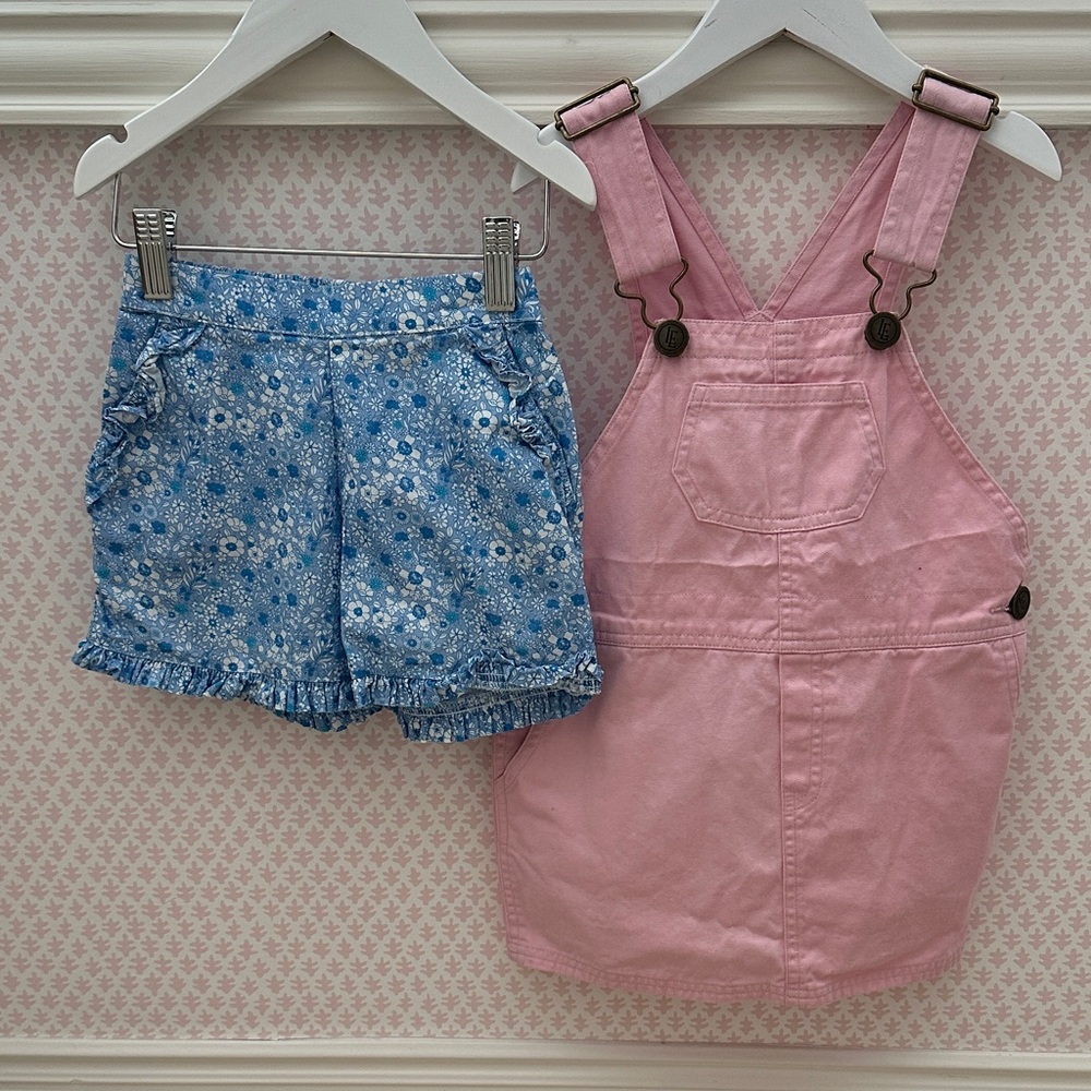 Little English Pink Jumper and Blue Floral Shorts
